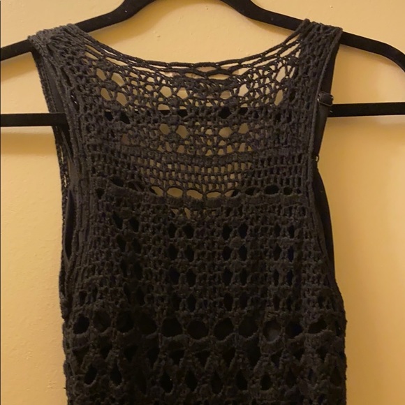 Sleeveless Crochet Black Dress - Picture 6 of 9